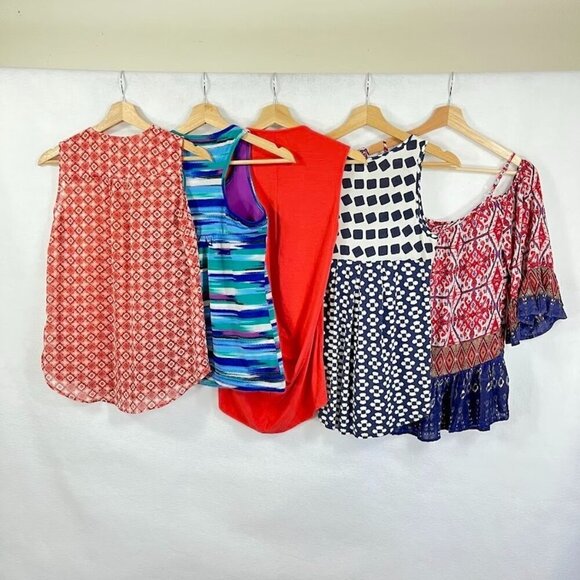 5 Piece Tank Top Bundle Lightweight Summer Beach Vacation Flowy Boho XS - Picture 2 of 13